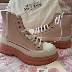 Alexander McQueen Blush Pink High-Top Sneakers